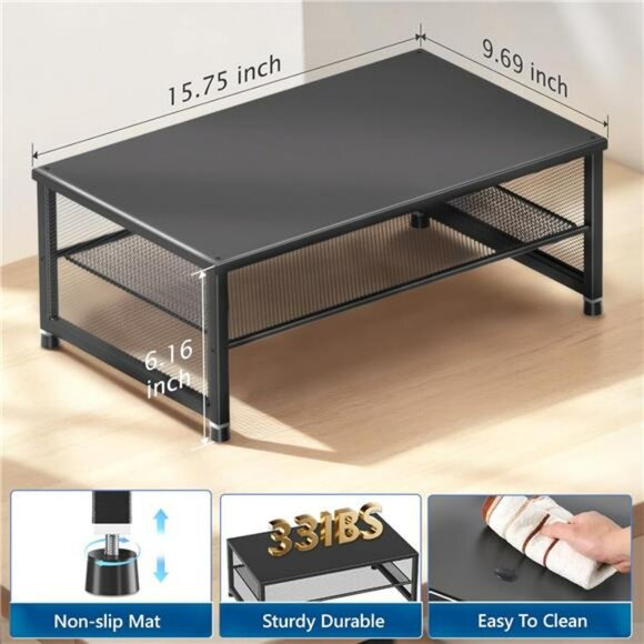 Monitor stand riser desk organizer laptop printer stand office accessories black - Picture 2 of 8